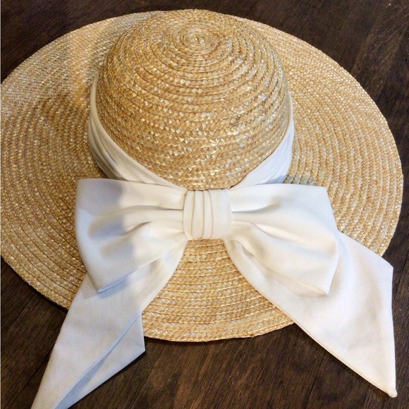 Wyeth by Todd Magill Accessories - NEW! RARE Wyeth Straw Sun Hat with White Bow
